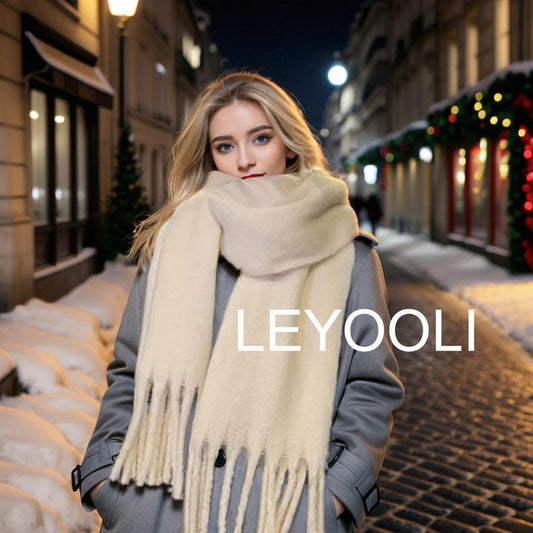 Cheese Yellow Mohair Blend Tassel Scarf, Winter Warm Scarf