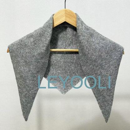 Hand Knit Triangle Scarf: Wool Blend Winter Bandana