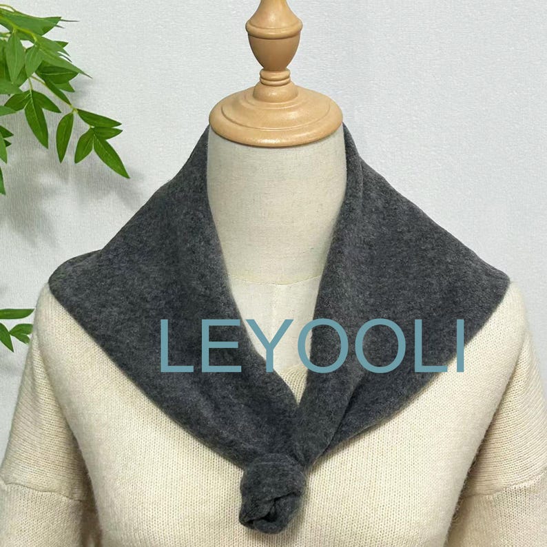 Hand Knit Triangle Scarf: Wool Blend Winter Bandana