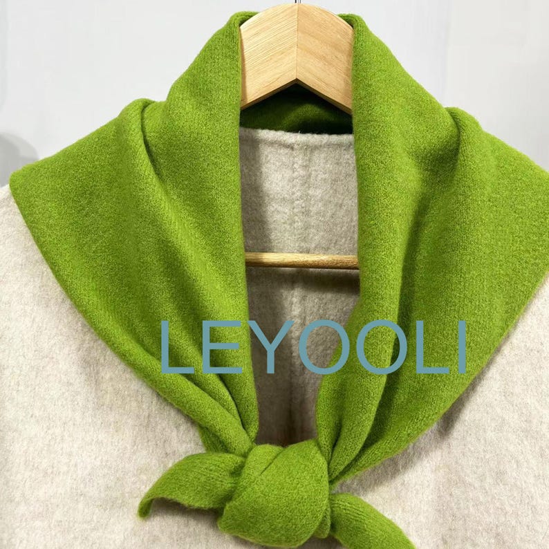 Hand Knit Triangle Scarf: Wool Blend Winter Bandana