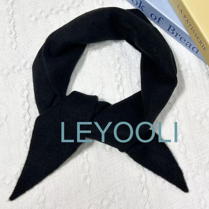 Hand Knit Triangle Scarf: Cashmere Wool Blend Winter Bandana