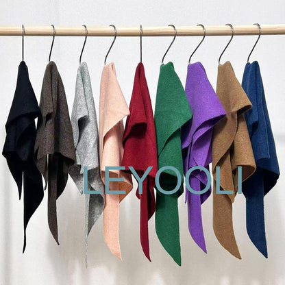 Hand Knit Triangle Scarf: Cashmere Wool Blend Winter Bandana