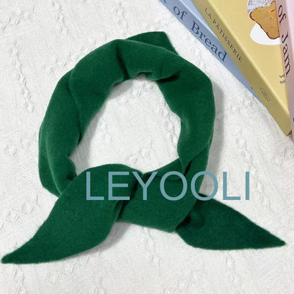 Hand Knit Triangle Scarf: Cashmere Wool Blend Winter Bandana