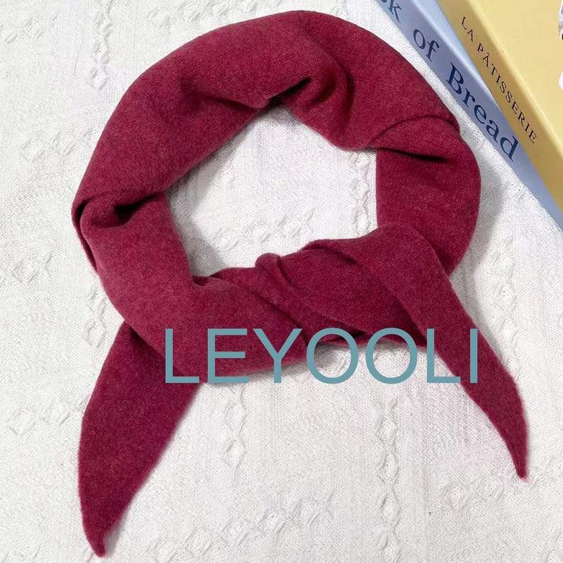 Hand Knit Triangle Scarf: Wool Cashmere Blend Winter Bandana