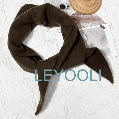 Hand Knit Triangle Scarf: Wool Cashmere Blend Winter Bandana