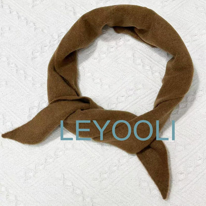 Camel Wool Blend Triangle Scarf: Hand Knit Winter Bandana