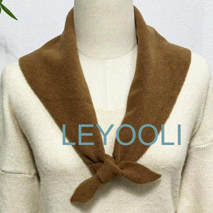 Camel Wool Blend Triangle Scarf: Hand Knit Winter Bandana