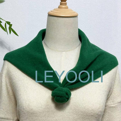 Green Wool Triangle Scarf: Hand Knit Winter Bandana