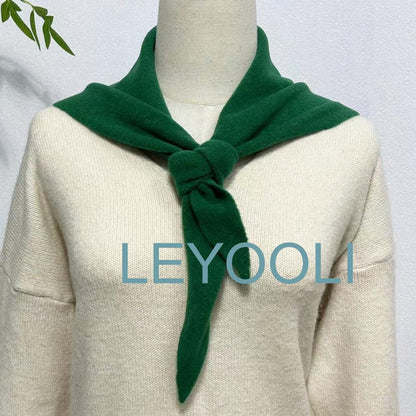 Green Wool Triangle Scarf: Hand Knit Winter Bandana