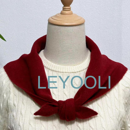 Burgundy Triangle Scarf: Hand Knit Wool Blend Winter Bandana