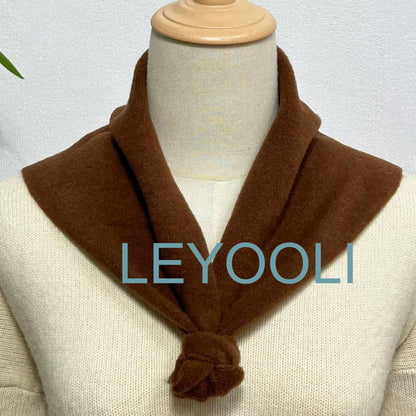 Caramel Brown Knit Triangle Scarf: Wool Winter Bandana