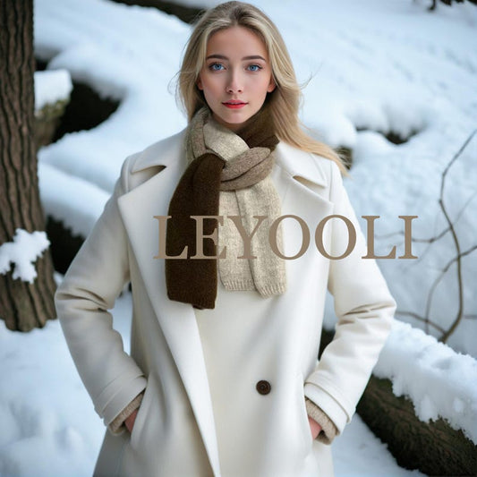 Hand Knitted Color Block Cotton Wool Scarf, Winter Warm Scarf