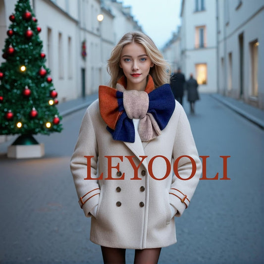 Hand Knitted Color Block Scarf, Cotton Wool Blend, Winter Warm Scarf