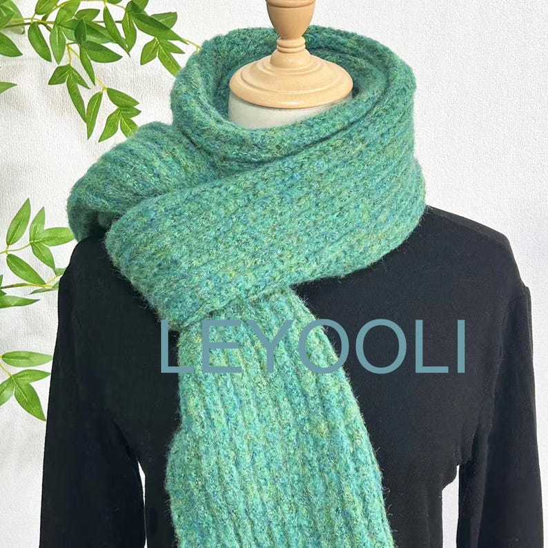 Hand Knitted Wool Scarf: Chunky Turquoise Winter Scarf