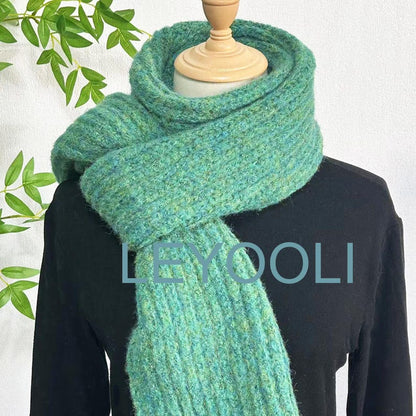 Hand Knitted Wool Scarf: Chunky Turquoise Winter Scarf