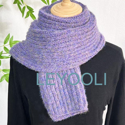 Hand Knitted Wool Scarf | Chunky Purple Winter Scarf