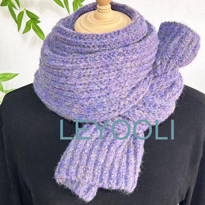 Hand Knitted Wool Scarf | Chunky Purple Winter Scarf