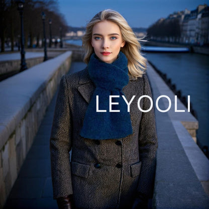 Handmade Wool Knitted Scarf: Dark Navy Blue Winter Scarf