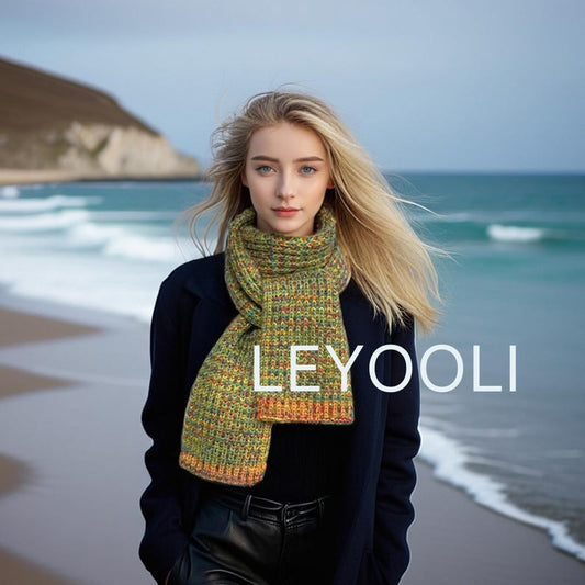 Hand Knit Colorful Wool Scarf, Winter Warm Gift