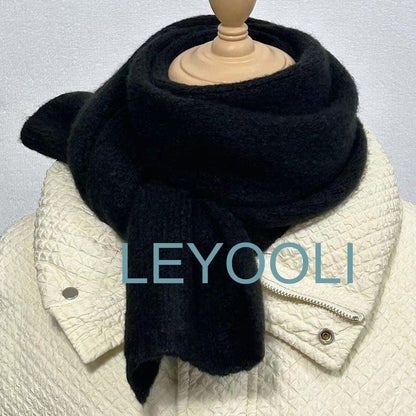 Hand Knitted Black Cotton Scarf, Elegant Winter Warm Scarf