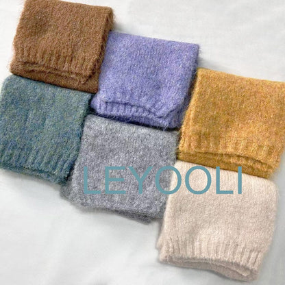 Soft Mohair Knitted Scarf, Thickened Warm Winter Scarf, Solid Color