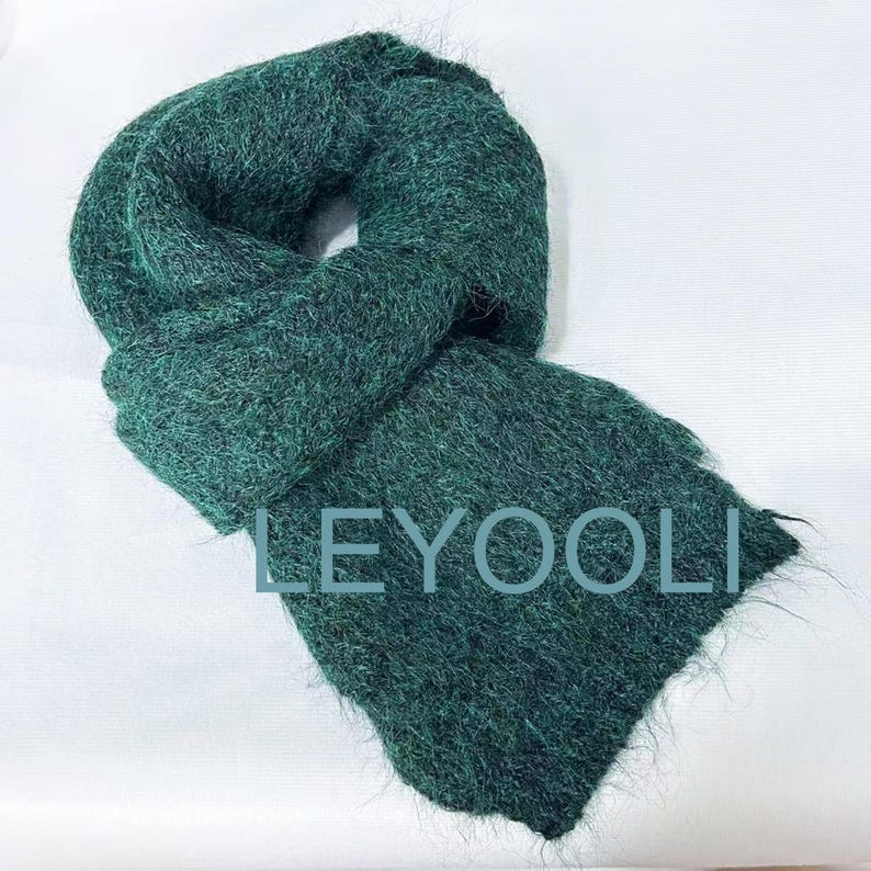Hand Knitted Mohair Scarf, Thickened Warm Winter Scarf