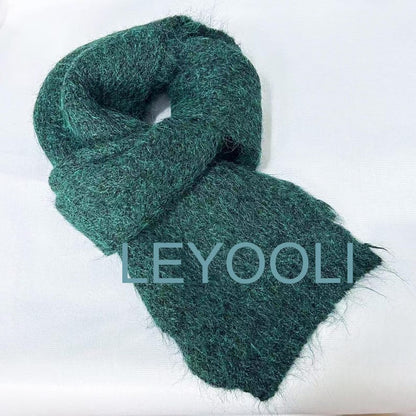 Hand Knitted Mohair Scarf, Thickened Warm Winter Scarf
