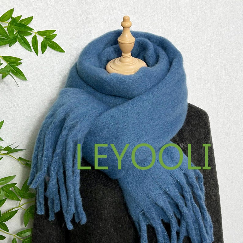 Burgundy Mohair Fringe Scarf: Winter Warm Shawl