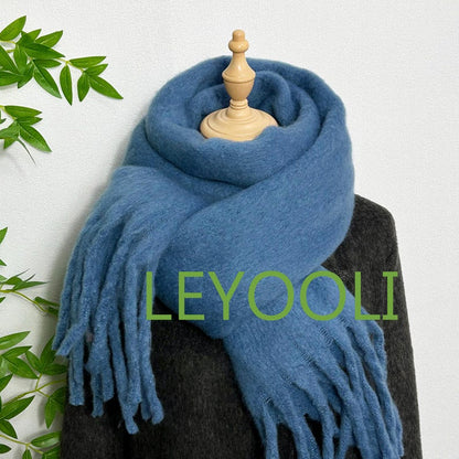 Burgundy Mohair Fringe Scarf: Winter Warm Shawl