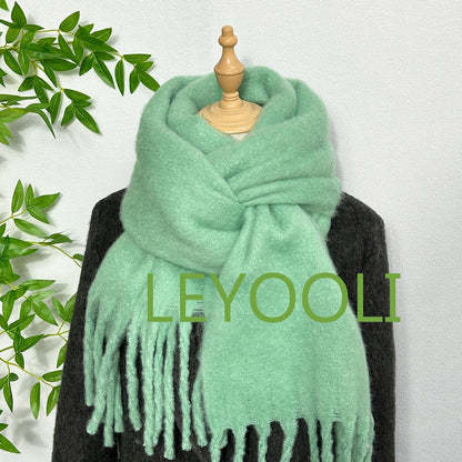 Burgundy Mohair Fringe Scarf: Winter Warm Shawl