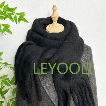 Burgundy Mohair Fringe Scarf: Winter Warm Shawl