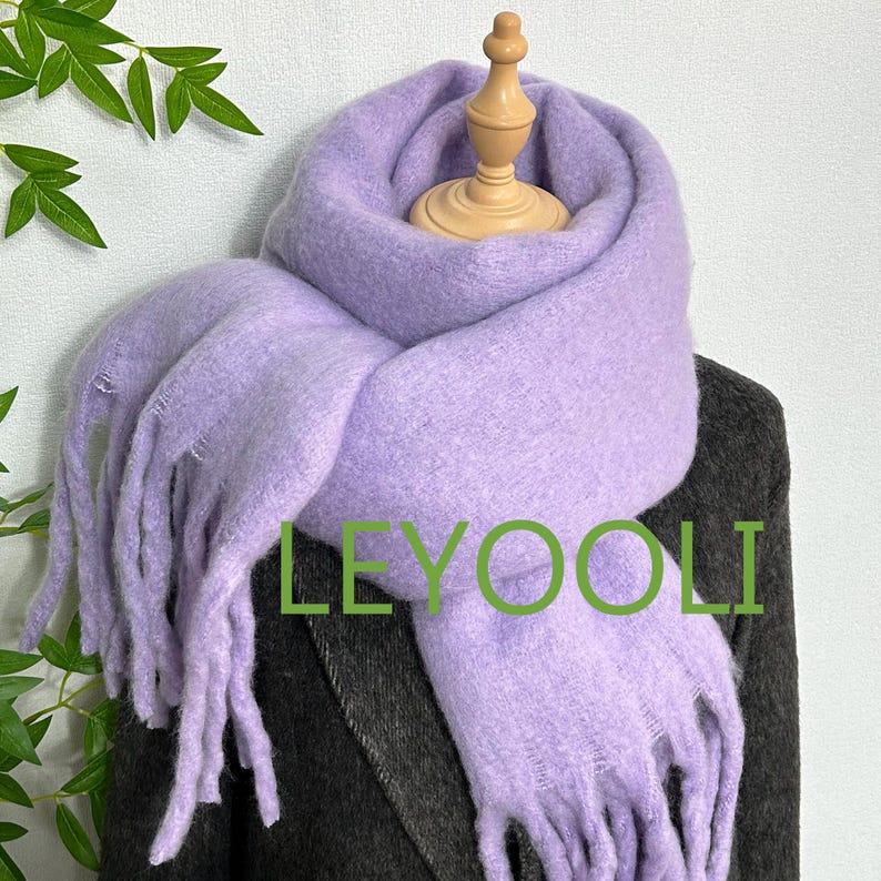 Mohair Tassel Scarf: Soft Solid Color Winter Scarf