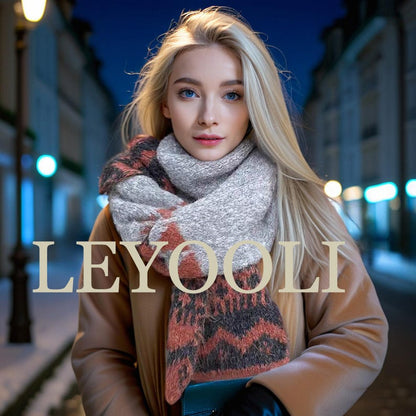 Fair Isle Knit Scarf, Winter Wool Blend, Elegant Warm Scarf