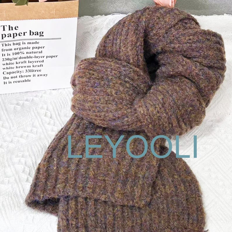 Hand Woven Wool Scarf | Winter Warm Thick Scarves | Elegant Multicolor Long Scarves | Christmas Gifts