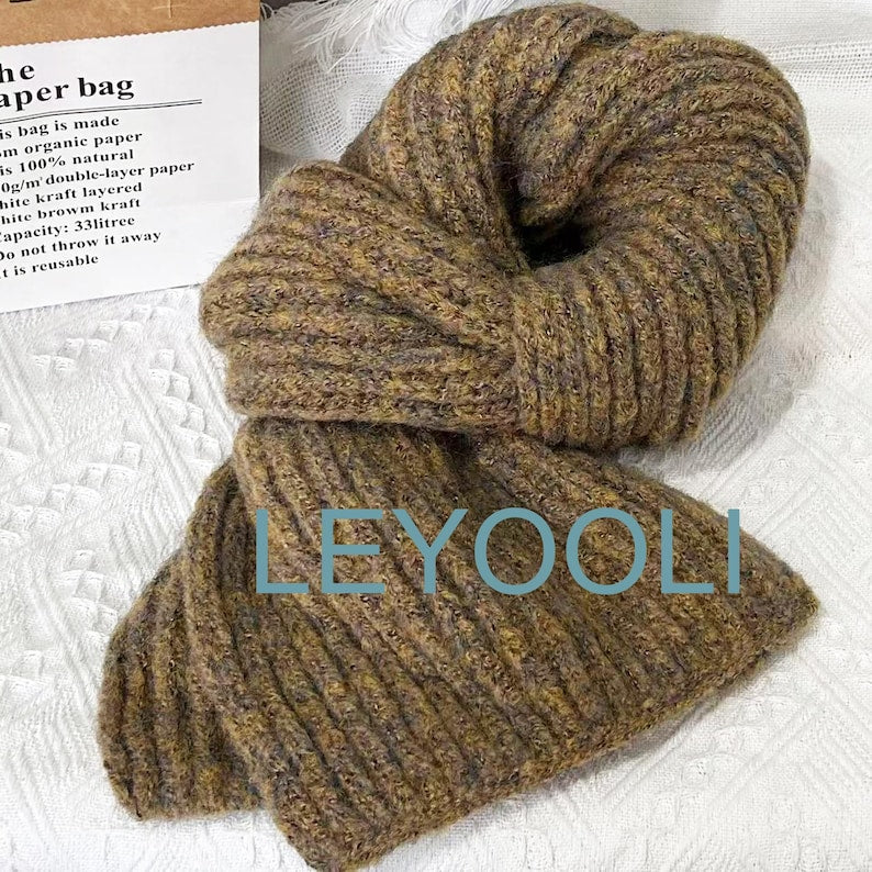 Hand Woven Wool Scarf | Winter Warm Thick Scarves | Elegant Multicolor Long Scarves | Christmas Gifts