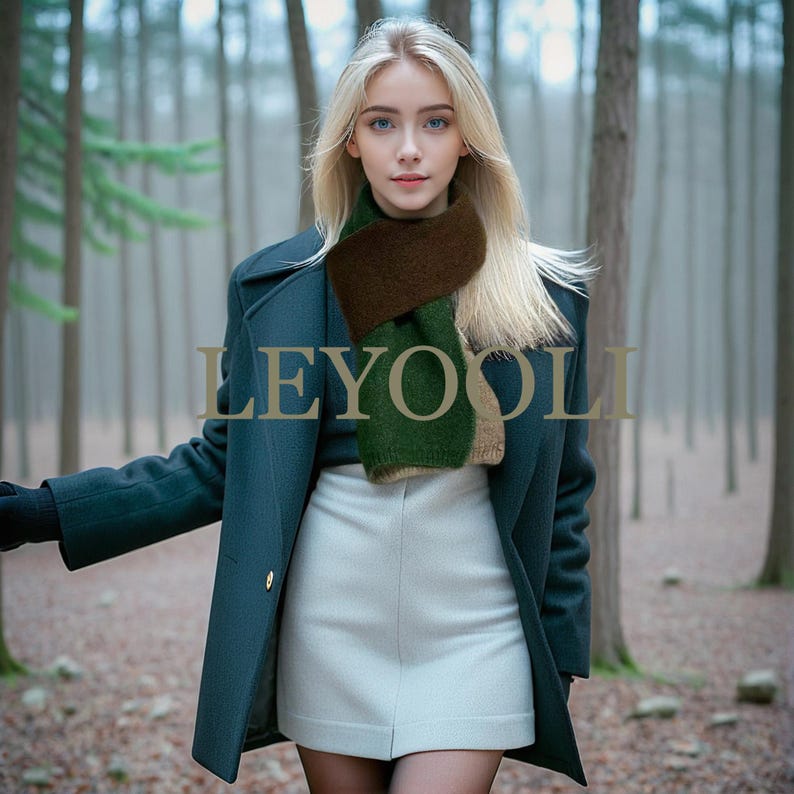 Hand Knitted Color Block Scarf, Soft Cotton Blend, Winter Warm Scarf