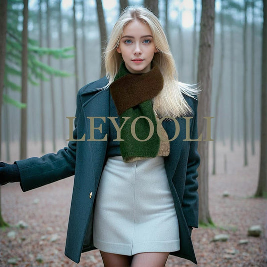 Hand Knitted Color Block Scarf, Soft Cotton Blend, Winter Warm Scarf