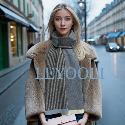 Cashmere Knit Scarf, Unisex Winter Shawl, Elegant Warm Scarf