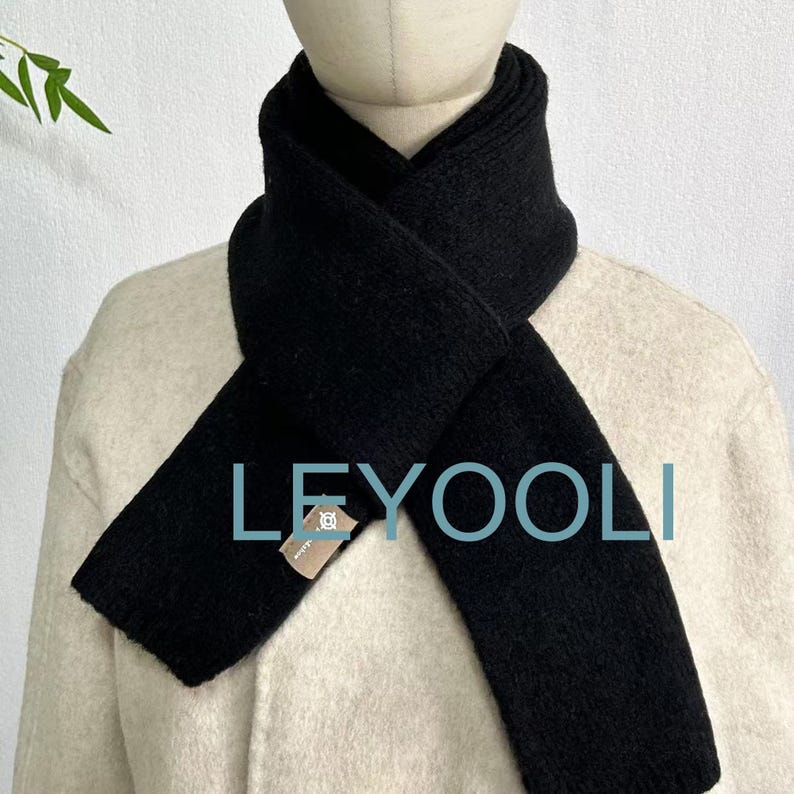 Classic Black Wool Blend Scarf | Warm Winter Accessory