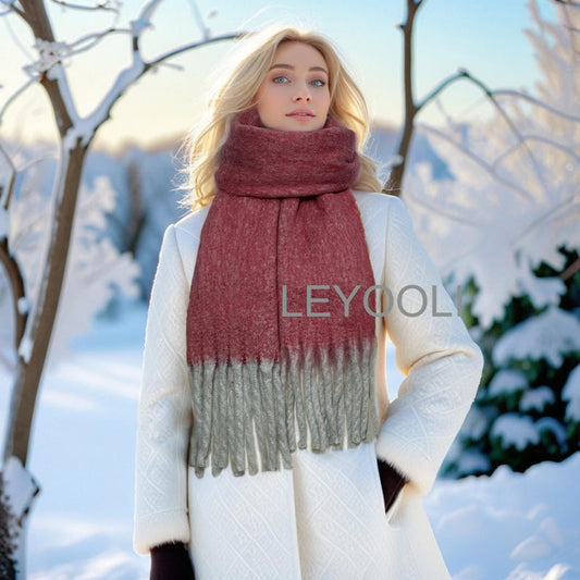 Gradient Mohair Scarf | Pink and Gray Winter Wrap