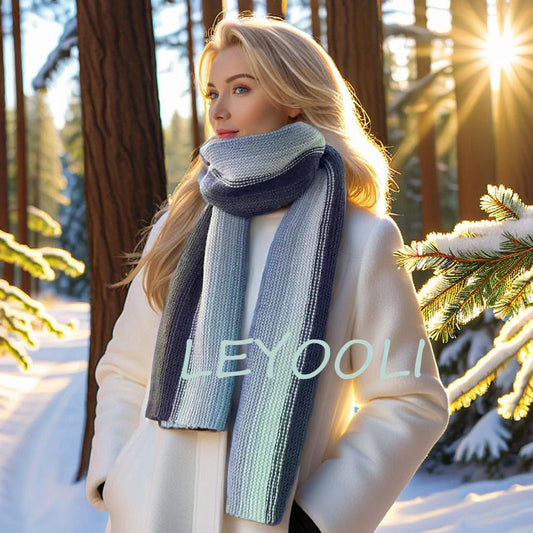 Hand Knitted Striped Wool Scarf: Winter Warm Shawl (220cm*35cm)