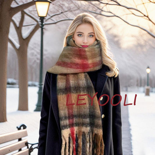 Plaid Mohair Scarf: Winter Warm Striped Shawl