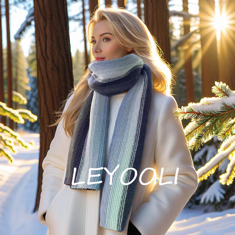 Rainbow Knitted Scarf: Colorful Cotton Yarn Winter Wrap