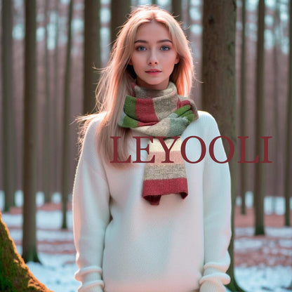 Rainbow Striped Knitted Wool Scarf, Colorful Winter Scarf