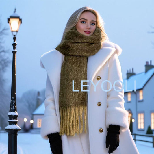 Handmade Mohair Scarf: Brown Gradient Plaid, Oversized Winter Wrap