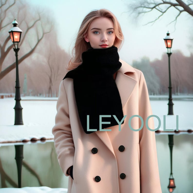 Classic Black Wool Blend Scarf | Warm Winter Accessory