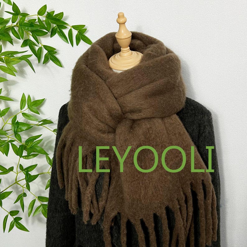 Burgundy Mohair Fringe Scarf: Winter Warm Shawl