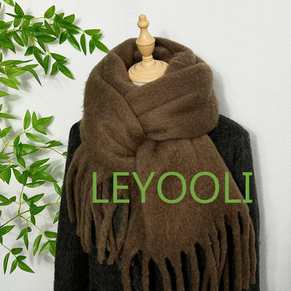 Burgundy Mohair Fringe Scarf: Winter Warm Shawl