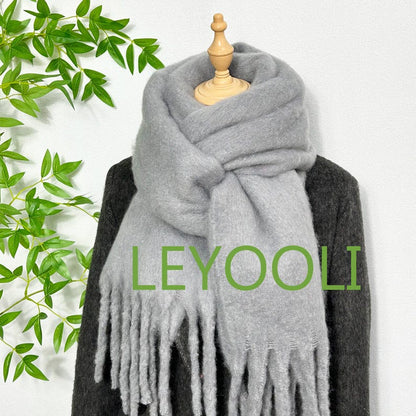 Burgundy Mohair Fringe Scarf: Winter Warm Shawl