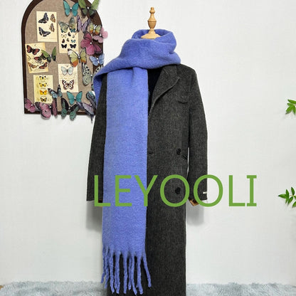 Mohair Scarf - Solid Color Tassel Shawl, Winter Warm